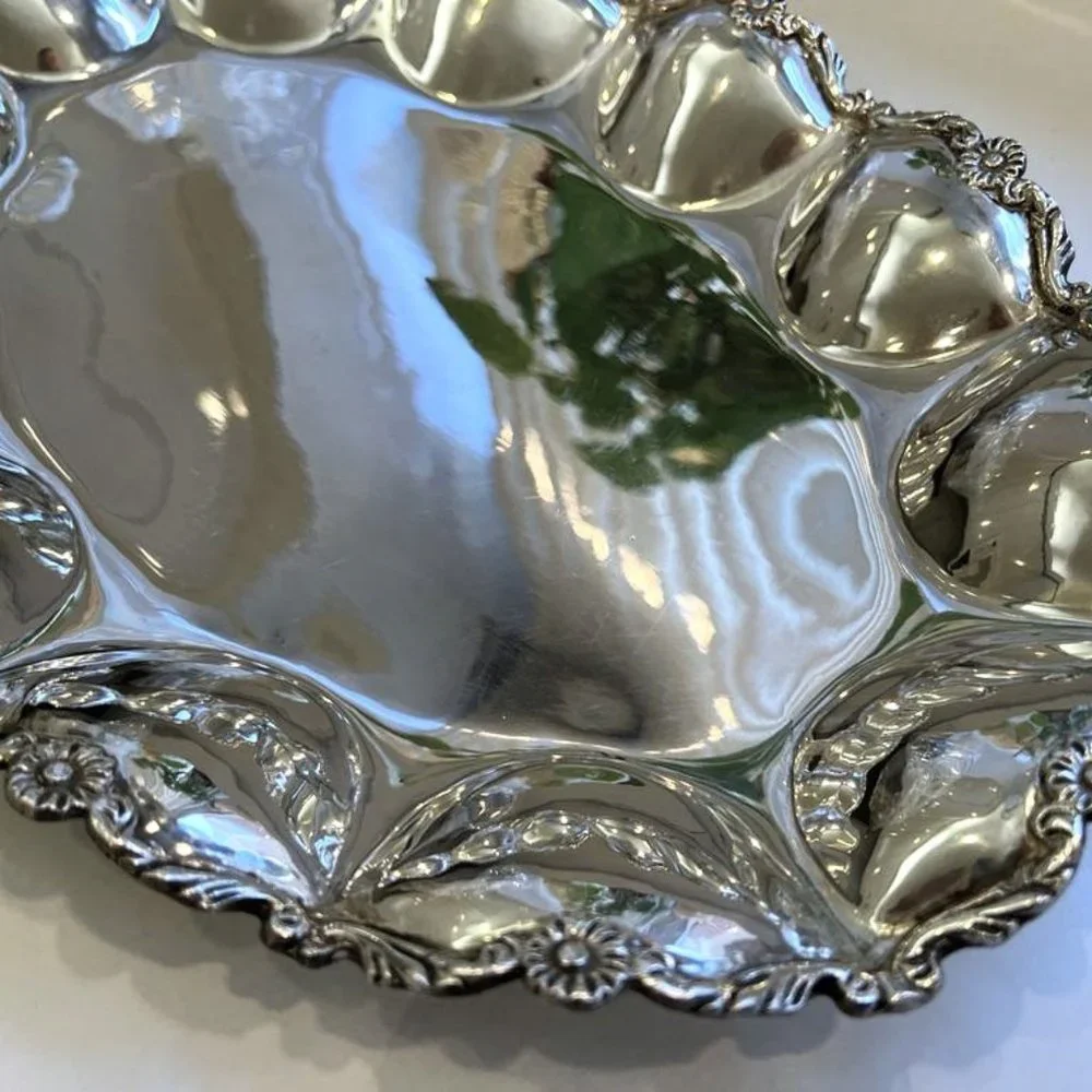 ๐ฅVintage 900 Sterling Silver Oblong Platter Tray 12x16โ Lobed Floral Rim 24oz๐ฅ - Picture 11 of 11